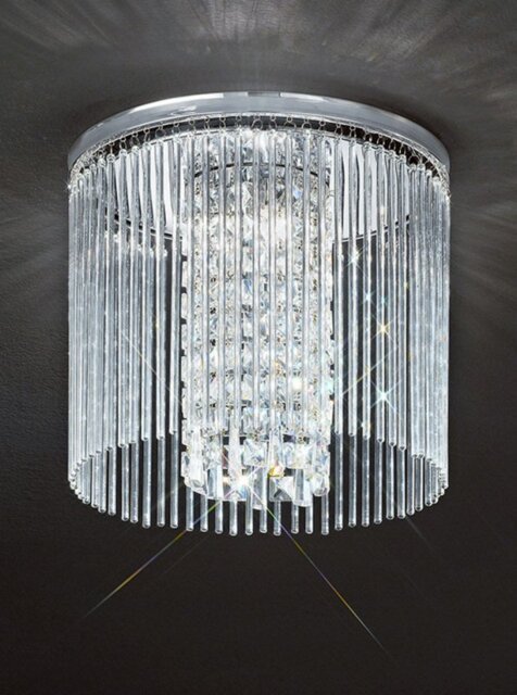 Franklite CF5727 Large Chrome & Crystal Flush Ceiling Light