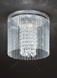 Franklite CF5727 Large Chrome & Crystal Flush Ceiling Light