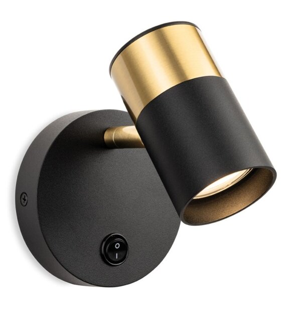 Firstlight 6875BK Roma Switched Wall Spotlight In Black And Brushed Brass Finish