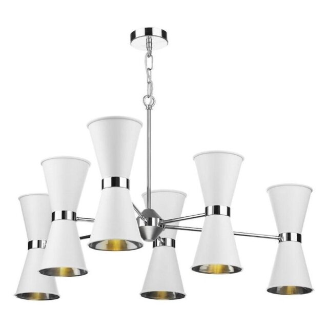 David Hunt Lighting HYD12 The Hyde 12 Light Ceiling Pendant In Arctic White And Chrome