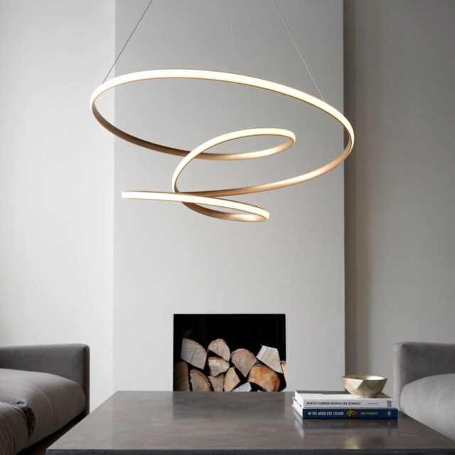 Aurora LED Ceiling Pendant Light In Satin Gold Finish 85 cm