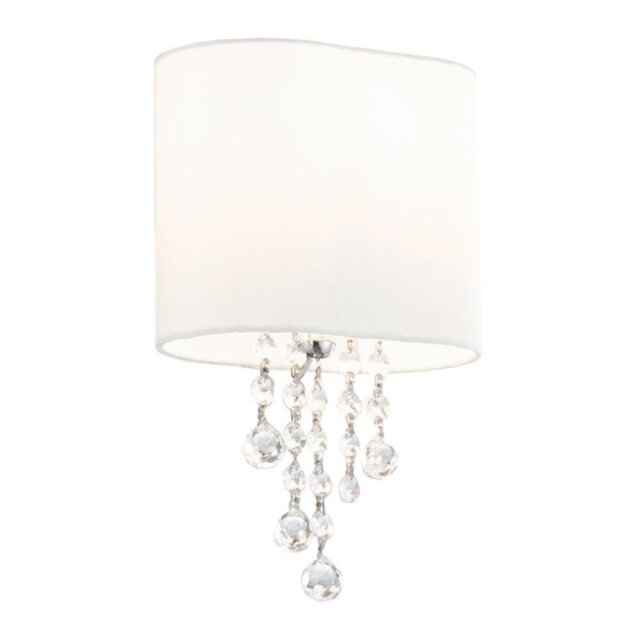 Searchlight 1051-1CC Nina 1 Light Wall Lamp Glass And Fabric Shade