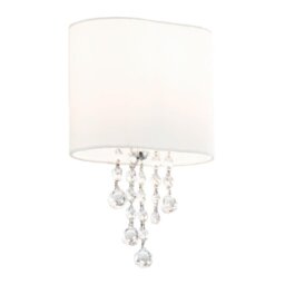 Searchlight 1051-1CC Nina 1 Light Wall Lamp Glass And Fabric Shade
