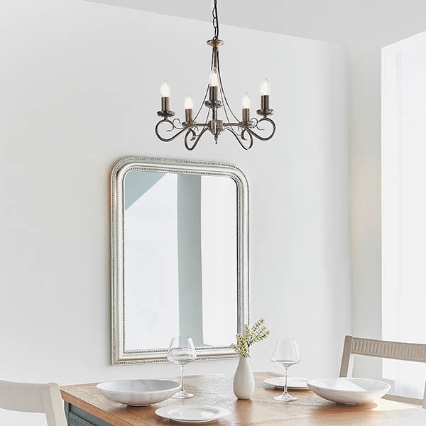 Endon 180-5AS Trafford 5 Light Chandelier In Antique Silver