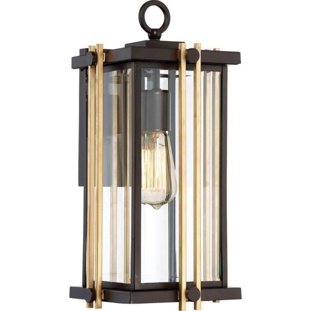 QZ/GOLDENROD2/M Golden Rod Medium Outdoor Wall Lantern In Bronze - H: 413mm