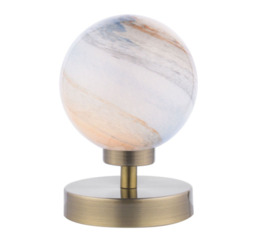 Dar Lighting ESB4175-07 Esben Touch Table Lamp In Antique Brass With Planet Glass