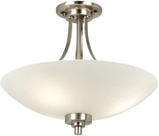 Hilton 3 Light Satin Chrome and Glass Semi Flush Ceiling Light
