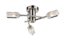 Dar MOR0346 Morgan 3 Light Satin Chrome Semi-Flush Lamp