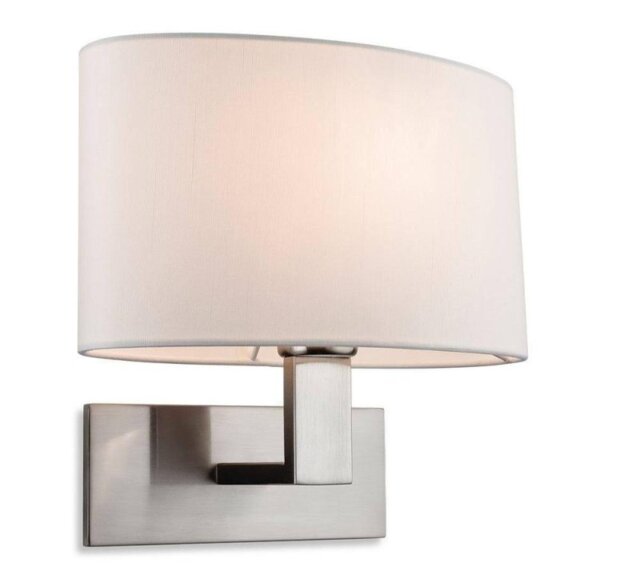 Firstlight 4937BS Webster One Light Wall Light In Brushed Steel With Cream Shade