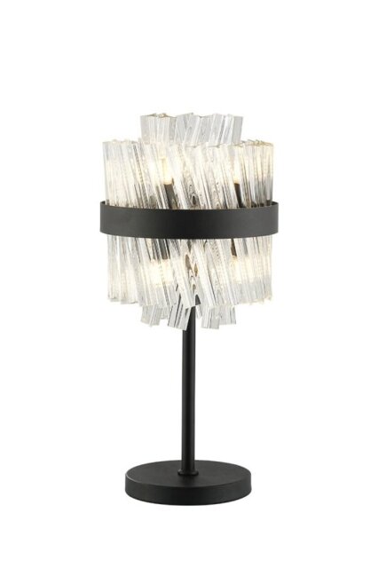 Hampton 6 Light Table Lamp In Satin Black Finish With Clear Glass
