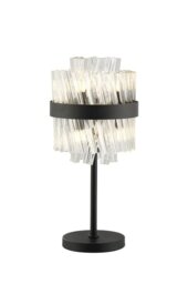 Hampton 6 Light Table Lamp In Satin Black Finish With Clear Glass