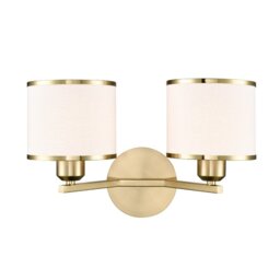 Franklite Sirius 2 Light Wall Light In Aged Brass With Off White Shade FL2496-2