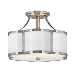 Quintiesse QN-CHANCE-SF-S-PN Chance Semi Flush Ceiling Light In Polished Nickel And White Finish