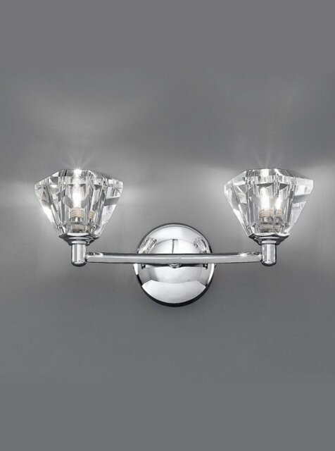 Franklite FL2162/2 Twista Chrome 2 Light Crystal Glass Wall Light