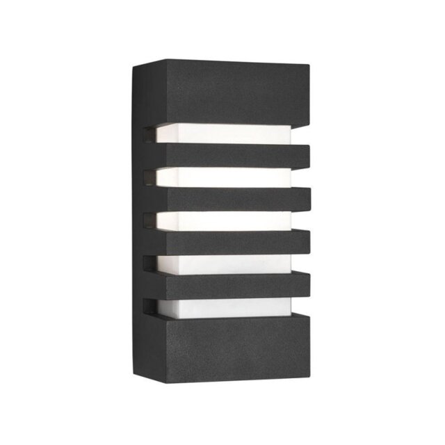 Searchlight 3393GY Grilled Outdoor Wall Light In Dark Grey With Polycarbonate Diffuser