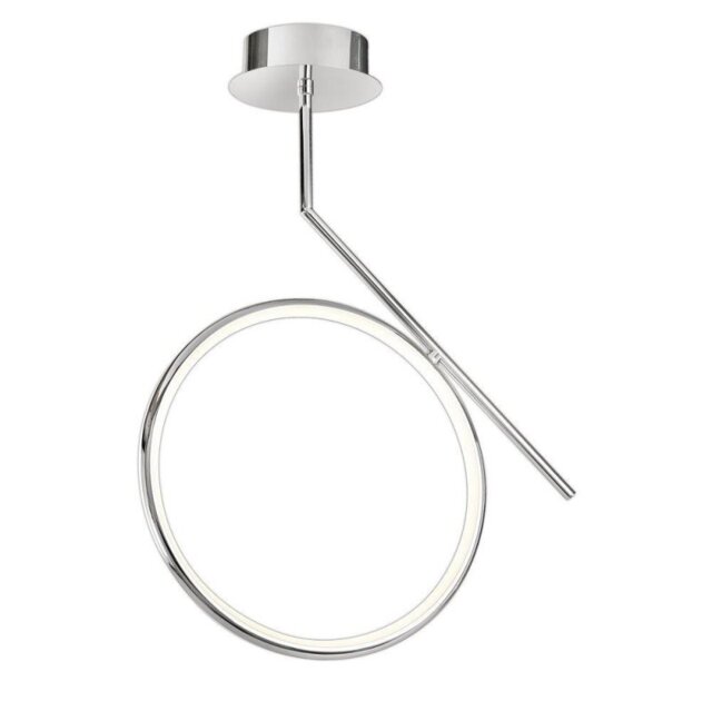 Mantra M6593 Olimpia CH 25 Watt Semi Flush Ceiling Light In Polished Chrome/Opal White - L: 510mm