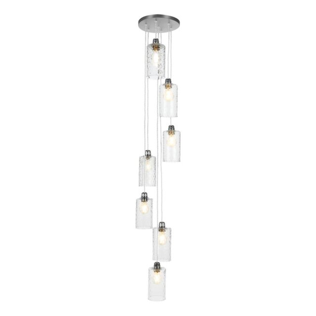 David Hunt Lighting Acton 7 Light Cluster Pendant In Satin Chrome with Dimpled Glass