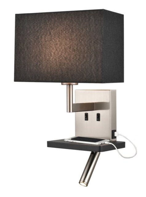 Franklite WB123/1179 Wall Light In Satin Nickel With Reading Light And Shelf