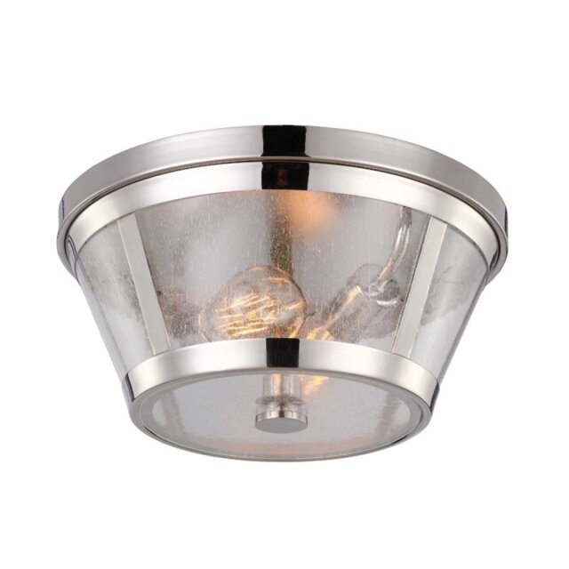 FE-HARROW-F Harrow 2 Light Polished Nickel Flush Mount Ceiling Light