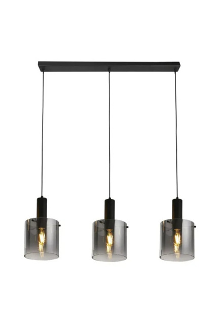 Searchlight Sweden 3 Light Ceiling Bar Pendant Light In Black With Ombre Glass 88912-3BK