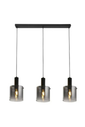 Searchlight Sweden 3 Light Ceiling Bar Pendant Light In Black With Ombre Glass 88912-3BK