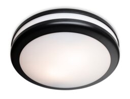 Firstlight 3843BK Style Resin Outdoor Flush Ceiling Light In Black With White Diffuser IP54