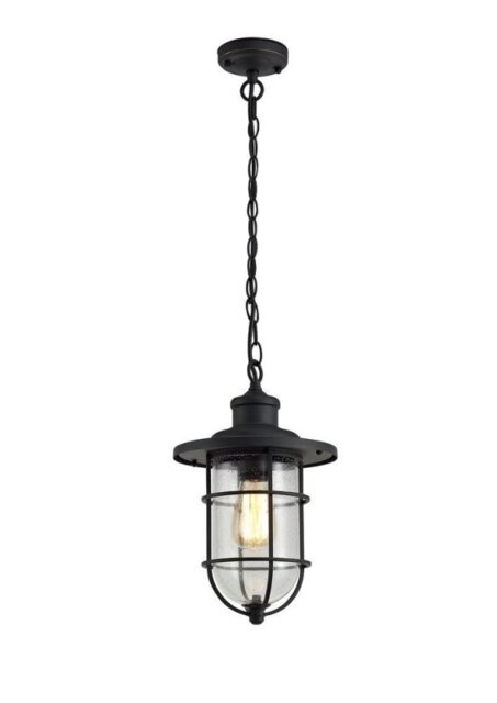 Haworth 1 Light Exterior Ceiling Pendant In Black And Gold With Clear Glass