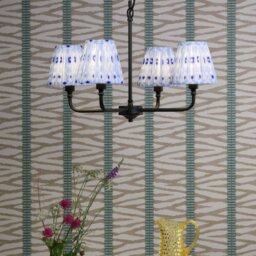 Dar Lighting Padme 4 Light Ceiling Pendant Light in Matt Black With Blue Shades