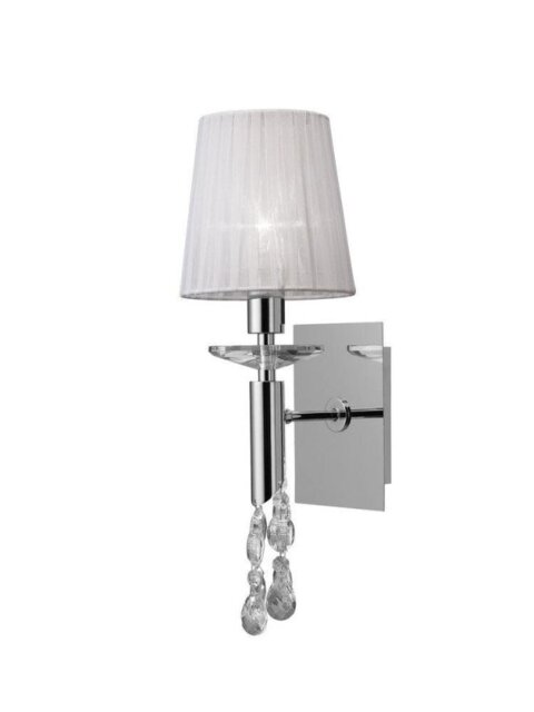Mantra M3864/S Tiffany 1+1 Light Switched Wall Light In Chrome With White Shades