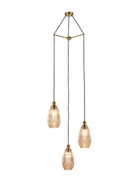 Franklite Marcella 3 Light Cluster Ceiling Light In Amber Glass Finish 47 cm FL2425-3/352