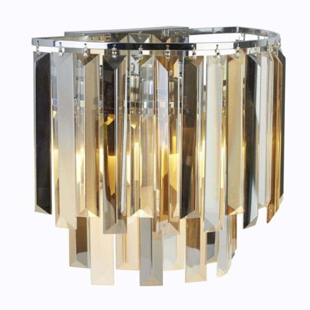 Searchlight 9832-2CC Clarissa 2 Light Wall Light In Chrome And Glass
