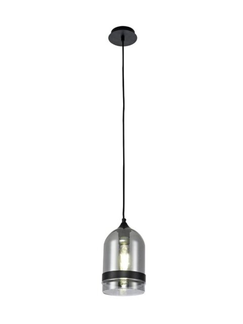 Milsom 1 Light Ceiling Pendant in Black Matt Finish With Smoked Dome Glass