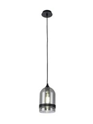 Milsom 1 Light Ceiling Pendant in Black Matt Finish With Smoked Dome Glass