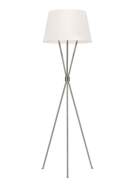 FE-PENNY-FL-PN Penny 1 Light Floor Light In Polished Nickel With White Linen Shade