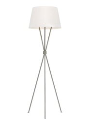 FE-PENNY-FL-PN Penny 1 Light Floor Light In Polished Nickel With White Linen Shade