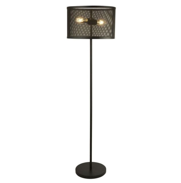 Searchlight 2832-2BK Fishnet 2 Light Floor Light In Matt Black