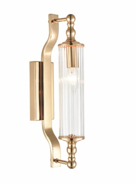 Paris Bathroom Wall Light In Gold Finish With Ribbed Glass Shade IP44 W134