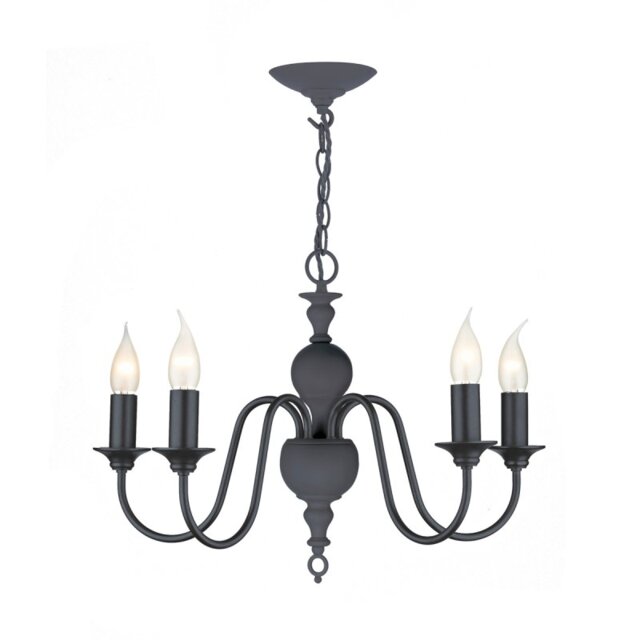David Hunt Lighting FLE0523 FLEMISH 5 Light Ceiling Pendant Light In Smoke Blue Finish