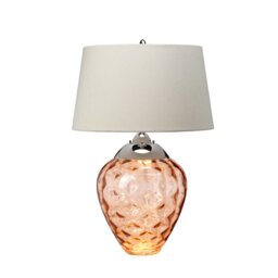Quintiesse QN-SAMARA-TL-SLM Samara Medium Table Lamp In Salmon Tint And Polished Nickel Finish