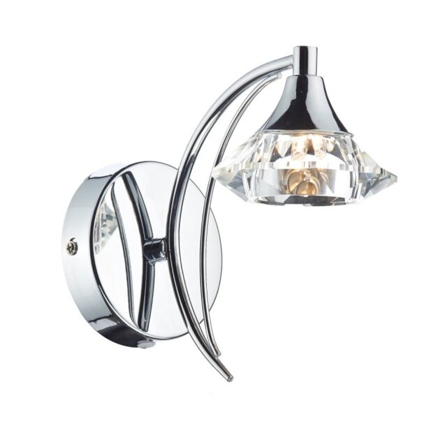 Dar LUT0750 Luther Single Switched Crystal Wall Light - Polished Chrome