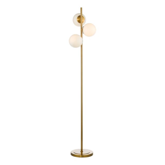 Dar Lighting Bombazine 3 Light Floor Lamp In Bronze Finish With Opal Glass Shades