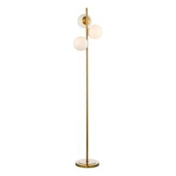 Dar Lighting Bombazine 3 Light Floor Lamp In Bronze Finish With Opal Glass Shades