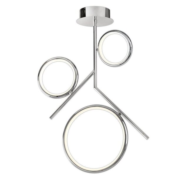 Mantra M6591 Olimpia CH 36 Watt Semi Flush Ceiling Light In Polished Chrome/Opal White - L: 530mm
