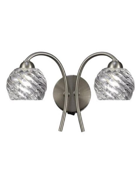 F2357/2 2 Light Wall Light In Satin Nickel With Clear Glass Shades