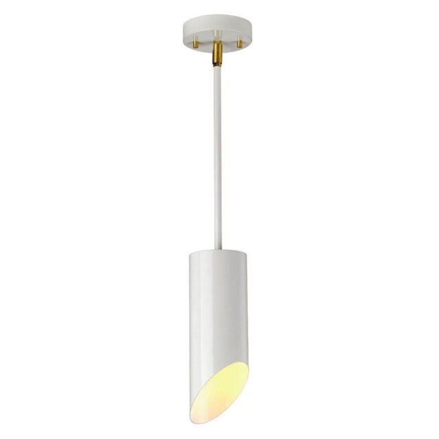 Elstead QUINTO1PWAB Quinto 1 Light Pendant In White And Aged Brass