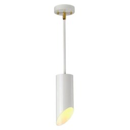 Elstead QUINTO1PWAB Quinto 1 Light Pendant In White And Aged Brass