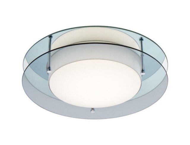 Disc Flush LED Ceiling Light In Opal White And Smoked Glass
