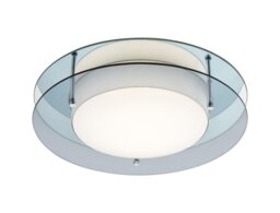 Disc Flush LED Ceiling Light In Opal White And Smoked Glass