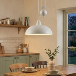 Firstlight 2309WH Century Rise and Fall Ceiling Light in White Finish