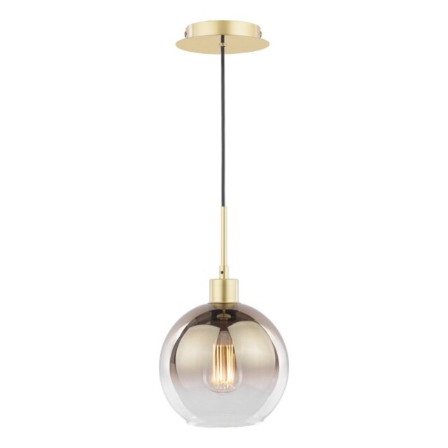 Dar Lighting Lycia Ceiling Pendant Light In Satin Gold With Gold Ombre Glass